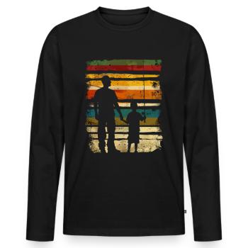 Père et fils Pêche Pêche - T-shirt manches longues Premium bio Homme - noir - Devant - Nico (187cm)