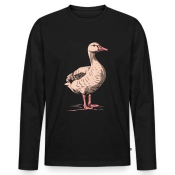 Gans in vintage pink - Männer Premium Bio Langarmshirt - Schwarz - Vorne - Nico (187cm)