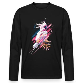 Papagei retro vintage pink tropisch - Männer Premium Bio Langarmshirt - Schwarz - Vorne - Nico (187cm)