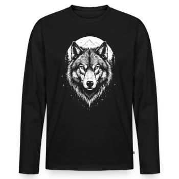Wolf Forest Wilderness Wild Animals - Men's Premium Organic Long Sleeve Shirt - black - Front - Nico (187cm)