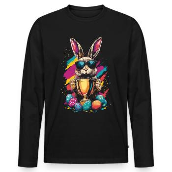 Osterhase Ostereier Eiersuche Gewinner Pokal - Männer Premium Bio Langarmshirt - Schwarz - Vorne - Nico (187cm)