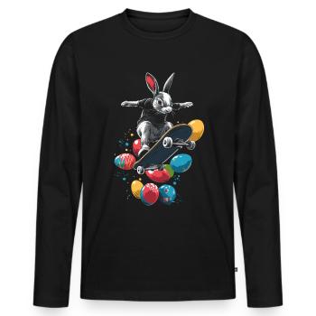 Lapin de Pâques Skateboard - T-shirt manches longues Premium bio Homme - noir - Devant - Nico (187cm)