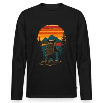 Raton laveur Randonnée Trekking - T-shirt manches longues Premium bio Homme - noir - Devant - Nico (187cm)