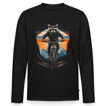 Balade en raton laveur VTT vintage - T-shirt manches longues Premium bio Homme - noir - Devant - Nico (187cm)