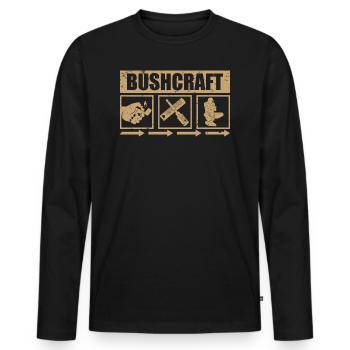 Bushcraft Survival Outdoor - T-shirt manches longues Premium bio Homme - noir - Devant - Nico (187cm)