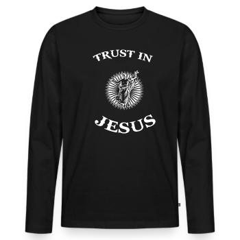 Jesus Christus Heiliger Retter Erlöser Messias - Männer Premium Bio Langarmshirt - Schwarz - Vorne - Nico (187cm)