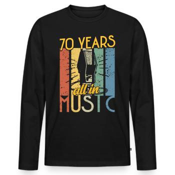 Vintage Musician 1954 70 Jahre Jubiläum - Männer Premium Bio Langarmshirt - Schwarz - Vorne - Nico (187cm)