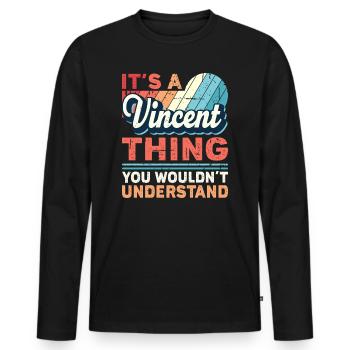 Name Vincent Geschenk - Männer Premium Bio Langarmshirt - Schwarz - Vorne - Nico (187cm)