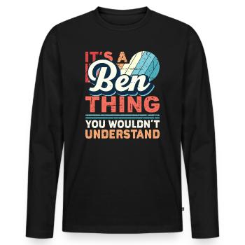 Name Ben Geschenk Geburtstag Namenstag - Männer Premium Bio Langarmshirt - Schwarz - Vorne - Nico (187cm)