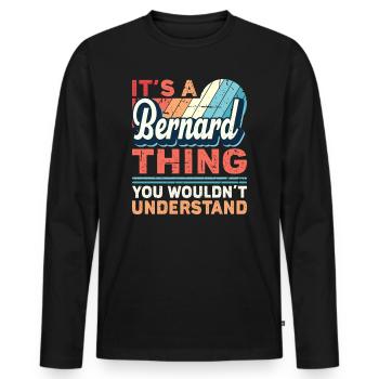 Name Bernard Geschenk Geburtstag Namenstag - Männer Premium Bio Langarmshirt - Schwarz - Vorne - Nico (187cm)