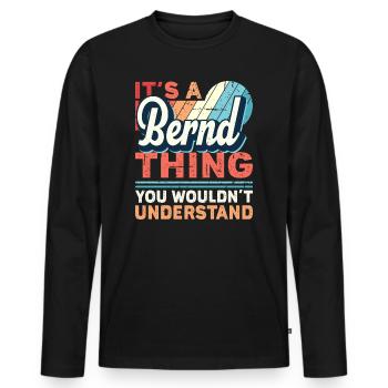 Name Bernd Geschenk Geburtstag Namenstag - Männer Premium Bio Langarmshirt - Schwarz - Vorne - Nico (187cm)
