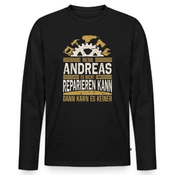 Andreas Name Geschenk Geburtstag - Männer Premium Bio Langarmshirt - Schwarz - Vorne - Nico (187cm)