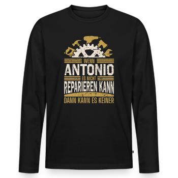 Antonio Name Geschenk Geburtstag - Männer Premium Bio Langarmshirt - Schwarz - Vorne - Nico (187cm)