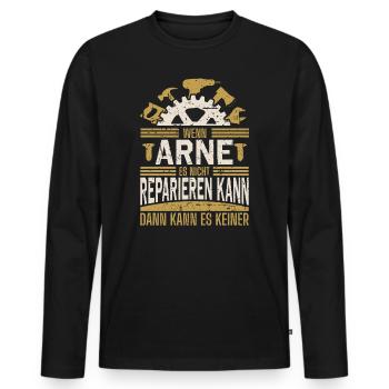 Arne Name Geschenk Geburtstag - Männer Premium Bio Langarmshirt - Schwarz - Vorne - Nico (187cm)