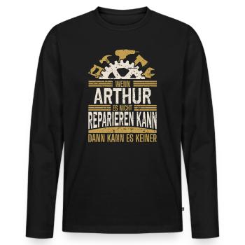 Arthur Name Geschenk Geburtstag - Männer Premium Bio Langarmshirt - Schwarz - Vorne - Nico (187cm)
