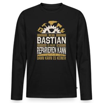 Bastian Name Geschenk Geburtstag - Männer Premium Bio Langarmshirt - Schwarz - Vorne - Nico (187cm)