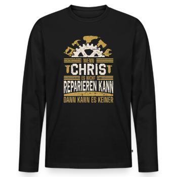 Chris Name Geschenk Geburtstag - Männer Premium Bio Langarmshirt - Schwarz - Vorne - Nico (187cm)