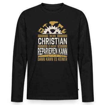 Christian Name Geschenk Geburtstag - Männer Premium Bio Langarmshirt - Schwarz - Vorne - Nico (187cm)