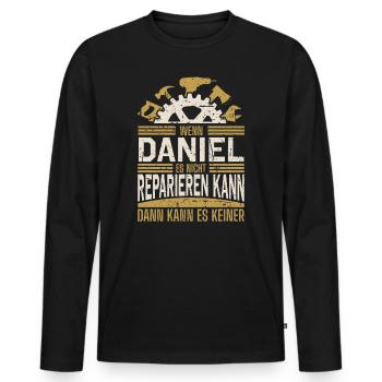 Daniel Name Geschenk Geburtstag - Männer Premium Bio Langarmshirt - Schwarz - Vorne - Nico (187cm)