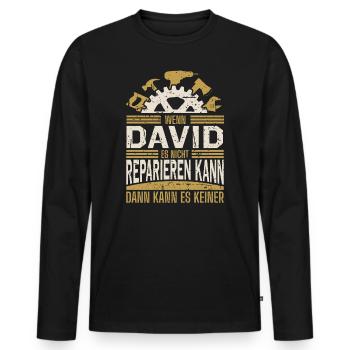 David Name Geschenk Geburtstag - Männer Premium Bio Langarmshirt - Schwarz - Vorne - Nico (187cm)
