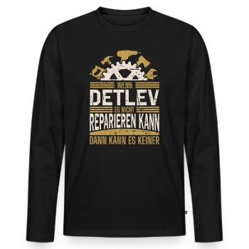 Detlev Name Geschenk Geburtstag - Männer Premium Bio Langarmshirt - Schwarz - Vorne - Nico (187cm)