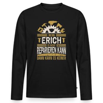 Erich Name Geschenk Geburtstag - Männer Premium Bio Langarmshirt - Schwarz - Vorne - Nico (187cm)