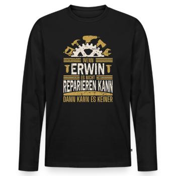 Erwin Name Geschenk Geburtstag - Männer Premium Bio Langarmshirt - Schwarz - Vorne - Nico (187cm)