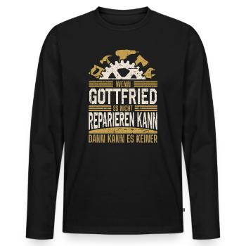 Gottfried Name Geschenk Geburtstag - Männer Premium Bio Langarmshirt - Schwarz - Vorne - Nico (187cm)