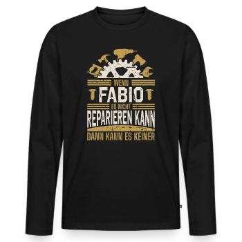 Fabio Name Geschenk Geburtstag - Männer Premium Bio Langarmshirt - Schwarz - Vorne - Nico (187cm)