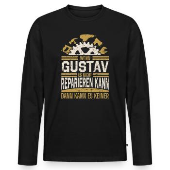 Gustav Name Geschenk Geburtstag - Männer Premium Bio Langarmshirt - Schwarz - Vorne - Nico (187cm)