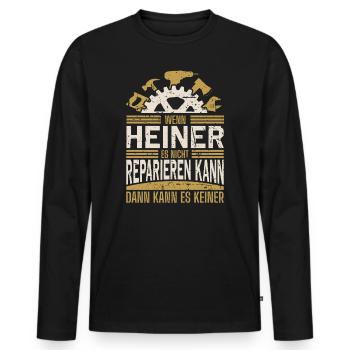 Heiner Name Geschenk Geburtstag - Männer Premium Bio Langarmshirt - Schwarz - Vorne - Nico (187cm)