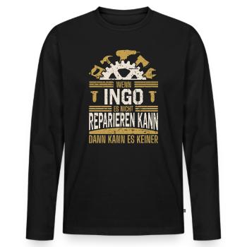 Ingo Name Geschenk Geburtstag - Männer Premium Bio Langarmshirt - Schwarz - Vorne - Nico (187cm)