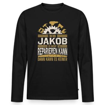Jakob Name Geschenk Geburtstag - Männer Premium Bio Langarmshirt - Schwarz - Vorne - Nico (187cm)