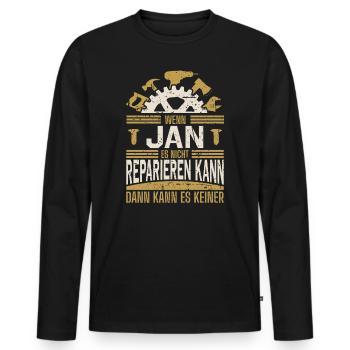 Jan Name Geschenk Geburtstag - Männer Premium Bio Langarmshirt - Schwarz - Vorne - Nico (187cm)