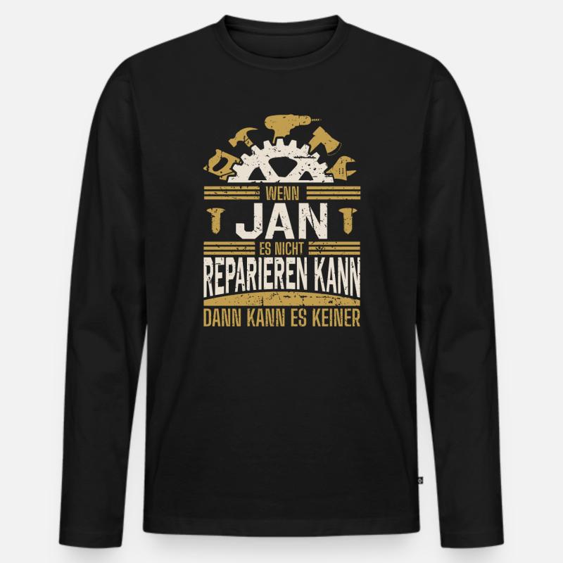 Jan Name Geschenk Geburtstag - Männer Premium Bio Langarmshirt - Schwarz
