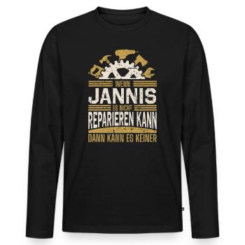 Jannis Name Geschenk Geburtstag - Männer Premium Bio Langarmshirt - Schwarz - Vorne - Nico (187cm)