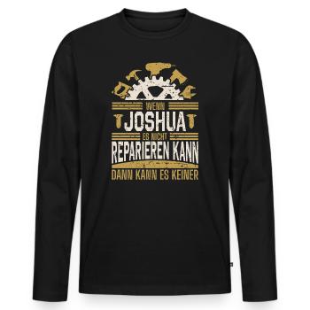 Joshua Name Geschenk Geburtstag - Männer Premium Bio Langarmshirt - Schwarz - Vorne - Nico (187cm)