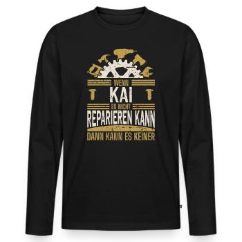 Kai Name Geschenk Geburtstag - Männer Premium Bio Langarmshirt - Schwarz - Vorne - Nico (187cm)
