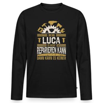 Luca Name Geschenk Geburtstag - Männer Premium Bio Langarmshirt - Schwarz - Vorne - Nico (187cm)