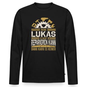 Lukas Name Geschenk Geburtstag - Männer Premium Bio Langarmshirt - Schwarz - Vorne - Nico (187cm)