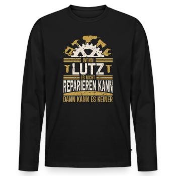 Lutz Name Geschenk Geburtstag - Männer Premium Bio Langarmshirt - Schwarz - Vorne - Nico (187cm)
