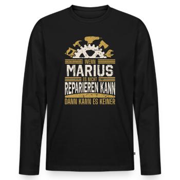 Marius Name Geschenk Geburtstag - Männer Premium Bio Langarmshirt - Schwarz - Vorne - Nico (187cm)