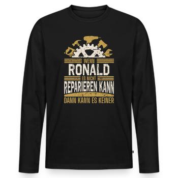 Ronald Name Geschenk Geburtstag - Männer Premium Bio Langarmshirt - Schwarz - Vorne - Nico (187cm)