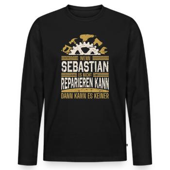 Sebastian Name Geschenk Geburtstag - Männer Premium Bio Langarmshirt - Schwarz - Vorne - Nico (187cm)