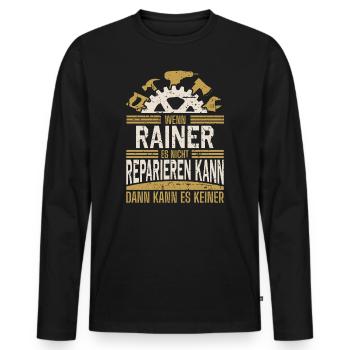 Rainer Name Geschenk Geburtstag - Männer Premium Bio Langarmshirt - Schwarz - Vorne - Nico (187cm)