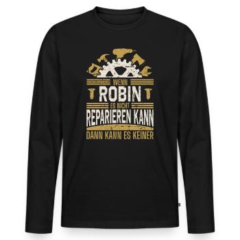 Robin Name Geschenk Geburtstag - Männer Premium Bio Langarmshirt - Schwarz - Vorne - Nico (187cm)