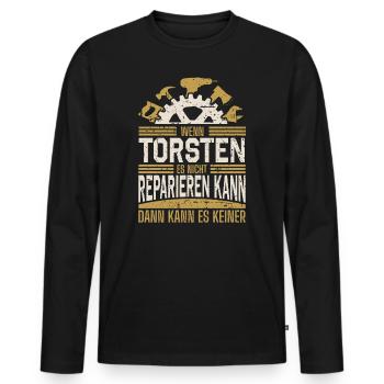 Torsten Name Geschenk Geburtstag - Männer Premium Bio Langarmshirt - Schwarz - Vorne - Nico (187cm)