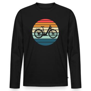 E-Bike Bike Cyclist Gift Bike Cyclist - Men's Premium Organic Long Sleeve Shirt - black - Front - Nico (187cm)