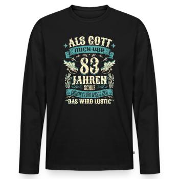 83 Geburtstag Geschenk Jahre Lustig Spruch - Männer Premium Bio Langarmshirt - Schwarz - Vorne - Nico (187cm)