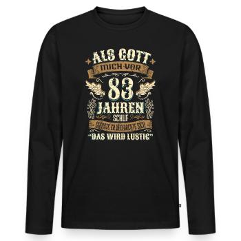 83 Geschenk Geburtstag Jahre Lustig Spruch - Männer Premium Bio Langarmshirt - Schwarz - Vorne - Nico (187cm)